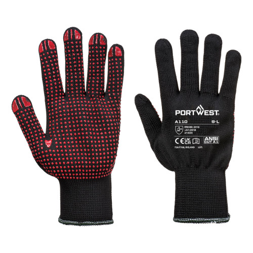 Portwest Nylon Noppenhandschuh A110 Schwarz