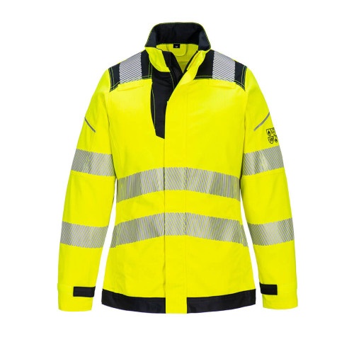PW3 Modaflame Work Hi-Vis Multinorm FR Arbeitsjacke für Damen FR715 in Gelb/Schwarz