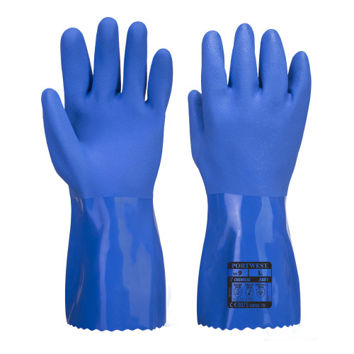 Portwest Blauer PVC Chemikalien Schutzhandschuh A881 Blau
