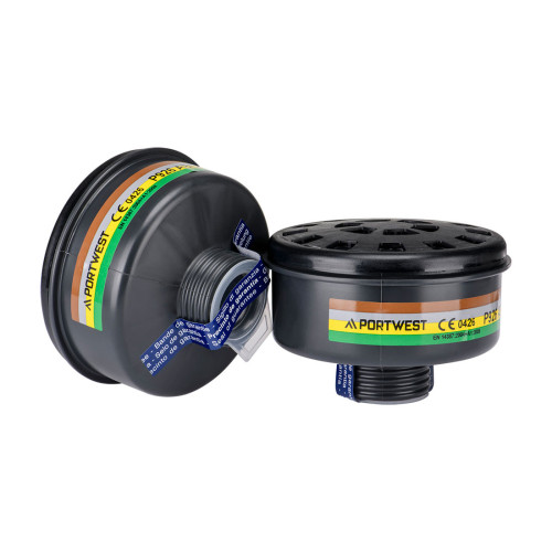 Portwest ABEK2 Gasfilter Universalgewinde (Pk4) (4 Stück) P926 Grau