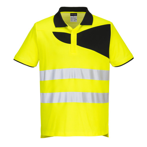 Portwest PW2 Warnschutz Cotton Comfort Poloshirt kurzarm PW212 Gelb/Schwarz