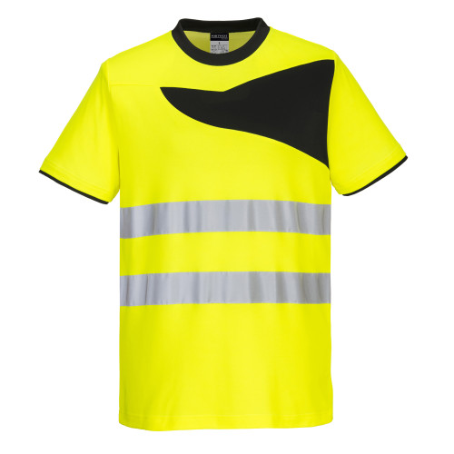 Portwest PW2 Warnschutz Cotton Comfort T-Shirt kurzarm PW213 Gelb/Schwarz