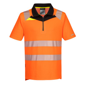 Portwest DX4 Warnschutz Polo Shirt mit Reißverschluss kurzarm DX412 Orange/Schwarz