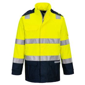 Portwest Bizflame Regen+ leichte Warnschutz Jacke Lichtbogen Schutz FR605 Gelb/Blau