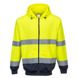 Portwest Warnschutz Kontrast Kapuzen- Sweatjacke B317 Gelb/Blau