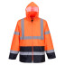 Portwest Klassische Warnschutz Kontrast Regenjacke H443 Orange/Blau