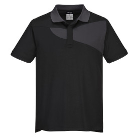 PW2 Cotton Comfort Polo Shirt PW210 in Schwarz-Grau. Ein Link zur Artikelseite ist hinterlegt.