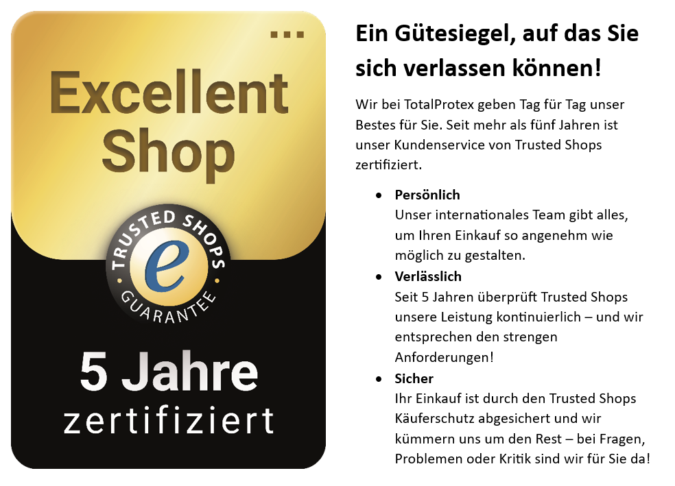 Bild des Excellent Shop Awards von Trusted Shops nebst Beschreibung der Kriterien.