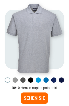 Bild des B210 Herren Naples Polo-Shirts in Grau vor hellgrauem Hintergrund mit abgerundeten Ecken. Ein Link zum Artikel ist hinterlegt.