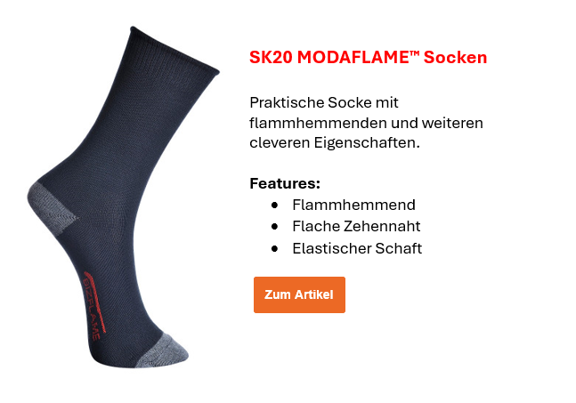 Bild der MODAFLAME Socken SK20 in Schwarz mit grauen Details. Ein Link zur Artikelseite ist hinterlegt. 