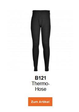 Bild der Thermo-Hose B121 in Schwarz. Ein Link zur Artikelseite ist hinterlegt.