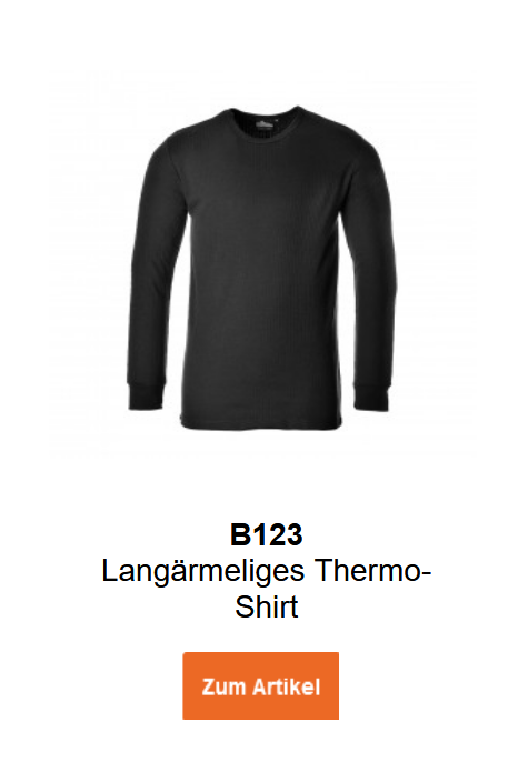 Bild des Lang&auml;rmeligen Thermo-Shirts B123 in Schwarz. Ein Link zur Artikelseite ist hinterlegt.