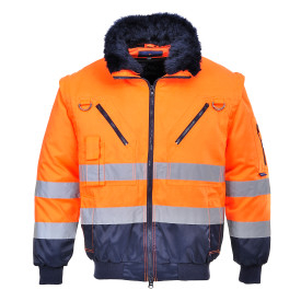 3-in-1-Warnschutz Pilotenjacke PJ50 in Blau und Orange. Ein Link zum Artikel ist hinterlegt.