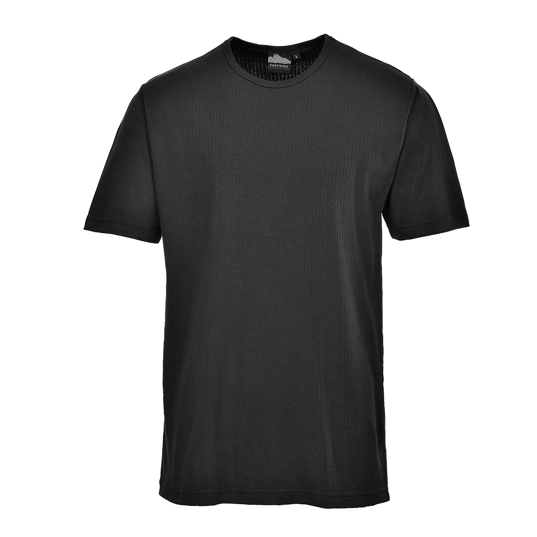 Beispielbild des Kurzarm Thermo-Shirts B120 in Schwarz mit hinterlegtem Link zum Artikel.