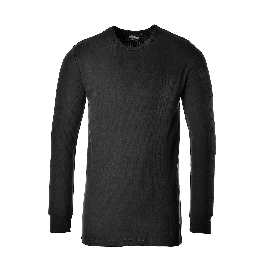 Beispielbild des Langärmeligen Thermo-Shirts B123 in Schwarz mit hinterlegtem Link zum Artikel.