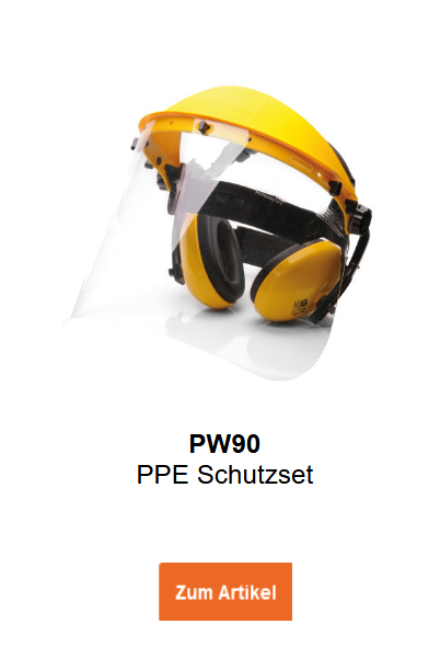 Bild des PPE Schutzsets PW90 in Gelb mit schwarzen Details. Ein Link zur Artikelseite ist hinterlegt.