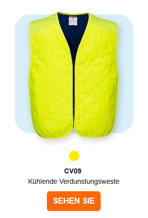 Bild der CV09 Kühlenden Verdunstungsweste in Gelb. Ein Link zur Artikelseite ist hinterlegt.