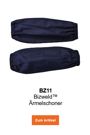 Bild der Bizweld Ärmelschoner BZ11 in Dunkelblau mit hinterlegtem Link zur Artikelseite.