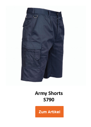 Bild der Army Shorts S790 in Blau mit hinterlegtem Link zum Artikel. 