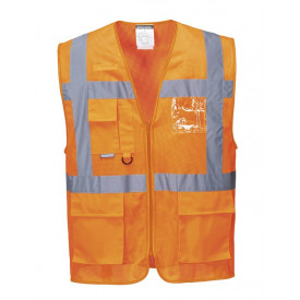 Portwest Warnschutzweste MeshAir Athen Executive C376 in Orange. Ein Link zur Artikelseite ist hinterlegt.