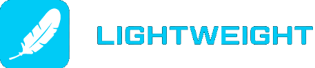 Logo des Lightweight-Gewebes in Blau auf weißem Grund.