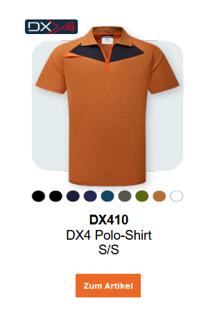 Bild des DX4 Polo-Shirts S/S DX410 in Rostbraun. Ein Link zum Artikel ist hinterlegt.