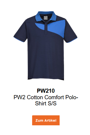Bild des PW2 Cotton Comfort Polo-Shirts S/S PW210 in Blau/Royal. Ein Link zum Artikel ist hinterlegt.