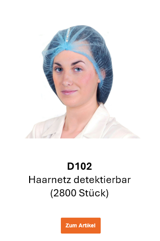 Bild des detektierbaren Haarnetzes D102 in Blau. Ein Link zur Artikelseite ist hinterlegt.