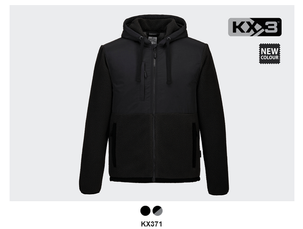 Beispielbild des Borg Fleece KX371 in Schwarz mit Link zum Artikel.