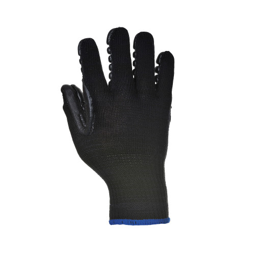 Bild des Anti-Vibrations-Handschuhs A790 in Schwarz mit blauem Bündchen. Ein Link zum Artikel ist hinterlegt.