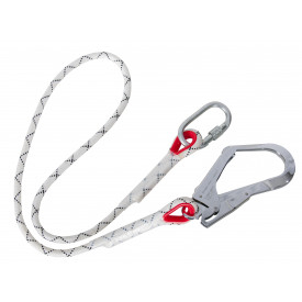 Portwest Kernummanteltes Verbindungsseil FP20 in Wei&szlig; mit Karabiner und Ger&uuml;sthaken. Ein Link zur Artikelseite ist hinterlegt.