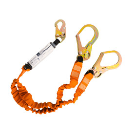 Portwest elastisches Y-Verbindungsmittel mit Bandfalld&auml;mpfer FP75 in Schwarz und Orange. Ein Link zur Artikelseite ist hinterlegt.