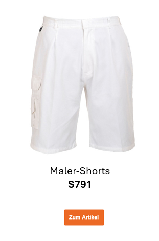 Bild der Maler-Shorts S791 in Weiß. Ein Link zur Artikelseite der Hose ist hinterlegt.