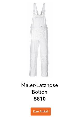 Bild der Maler-Latzhose Bolton S810 in Weiß. Ein Link zur Artikelseite der Hose ist hinterlegt.