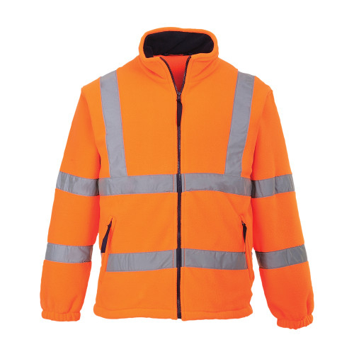 Portwest Warnschutz-Fleecejacke mit Netzfutter F300 in Orange. Ein Link zur Artikelseite ist hinterlegt.