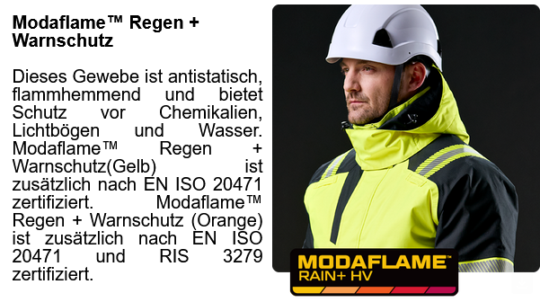 Modaflame Regen- und Warnschutz: Symbol mit Erkl&auml;rung.