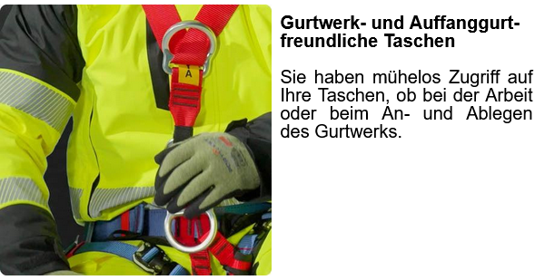 Arbeiter mit Portwest-Sicherheitsgurt und -Handschuhen.