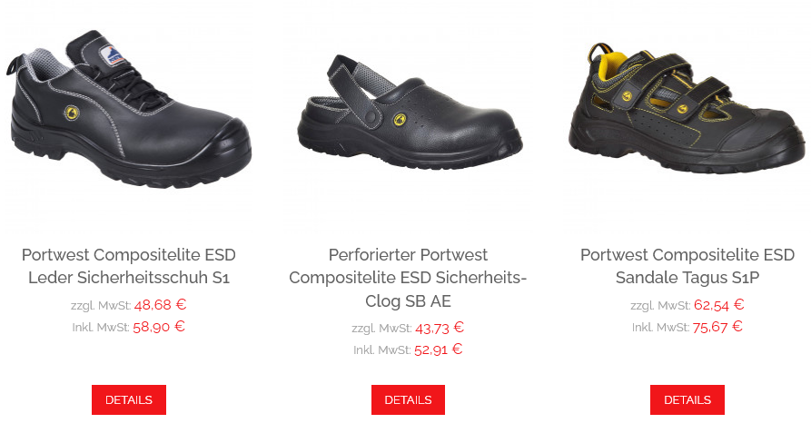 Verschiedene ESD Schuhe