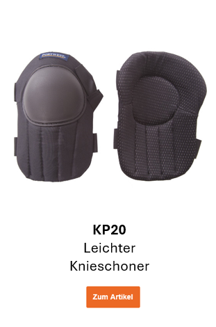Bild der leichten Knieschoner KP20 in der Vorder- und Rückansicht. Ein Link zum Artikel ist hinterlegt.