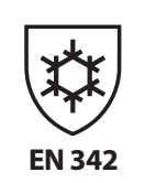 Symbol für die EN 342 mit Schneeflocke.