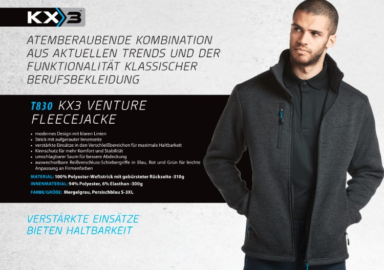 Artikelbeschreibung zur Fleecejacke T830 der Marke Portwest mit Beispielbild.