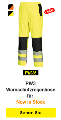 Link zur PW3 Warnschutzregenhose für Damen mit Beispielbild.