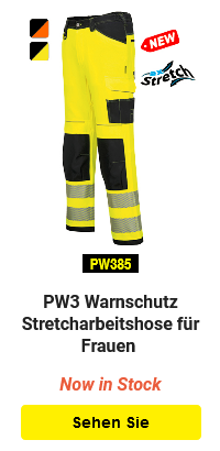 Link zur PW3 Warnschutz Stretcharbeitshose für Frauen mit Beispielbild.
