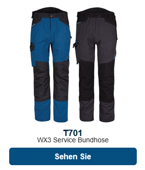 Service Bundhose T701 in Blau und Grau mit Link zum Produkt.