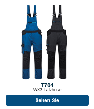 Latzhose T704 in Blau und Grau mit Link zum Produkt.